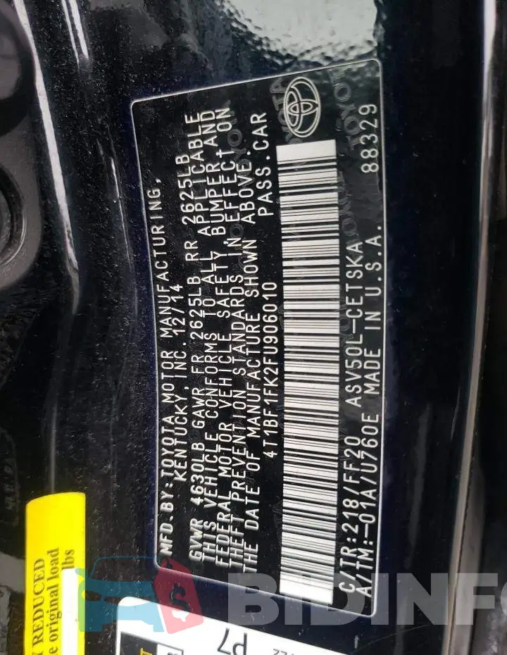 4T1BF1FK2FU906010 Photo# 12