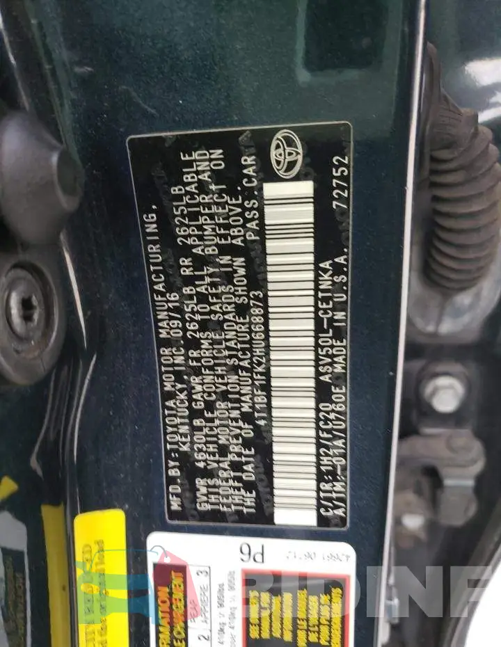 4T1BF1FK2HU668873 Photo# 13