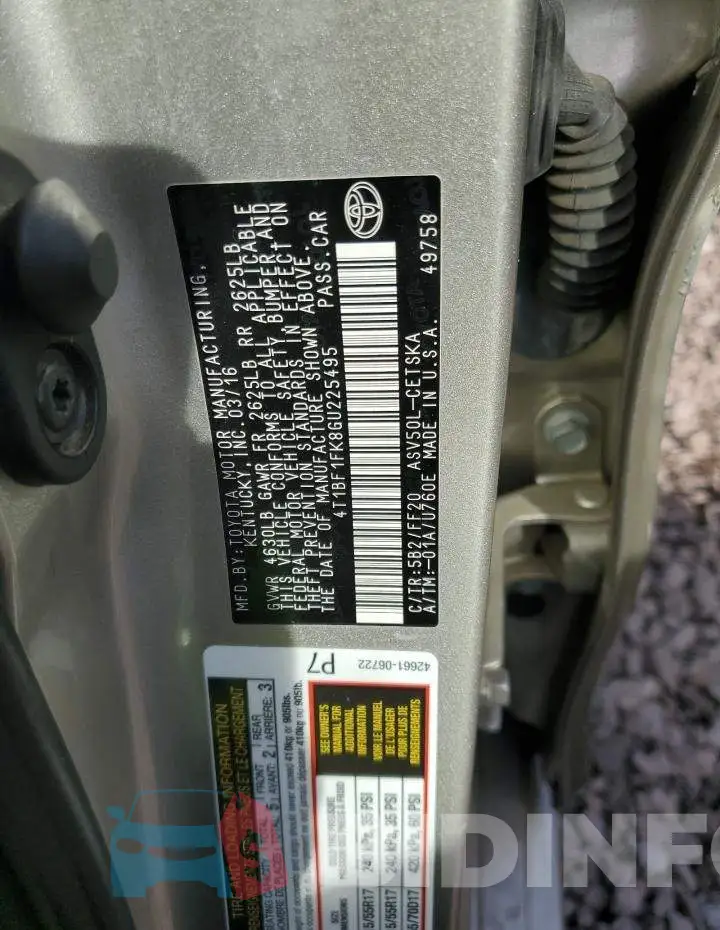 4T1BF1FK8GU225495 Photo# 12