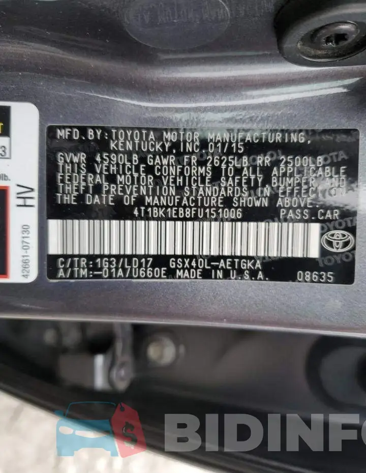 4T1BK1EB8FU151006 Photo# 12