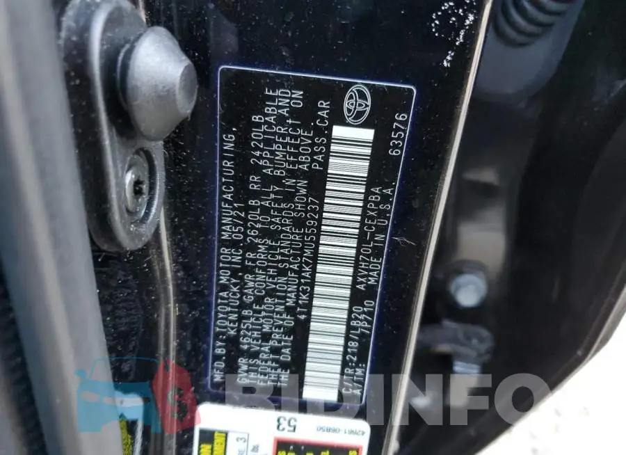 4T1K31AK7MU559237 Photo# 12