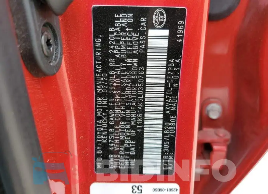 4T1K61AK5LU350763 Photo# 10
