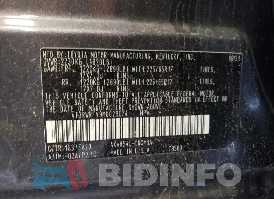 4T3RWRFV9MU029074 Photo# 12