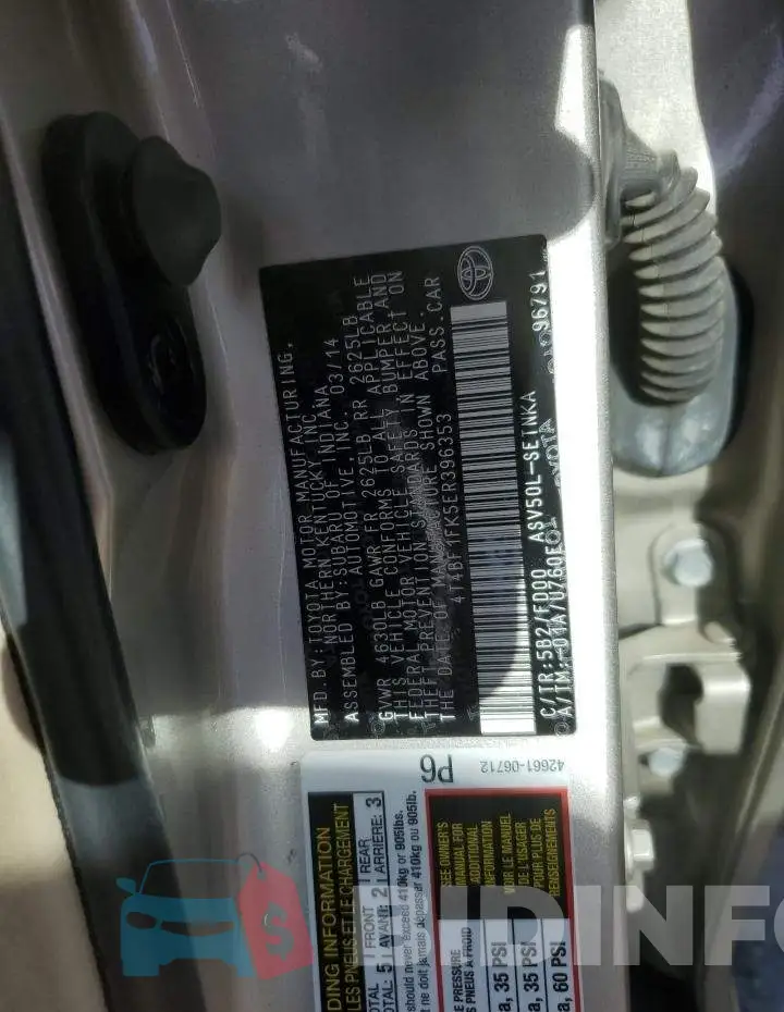 4T4BF1FK5ER396353 Photo# 13