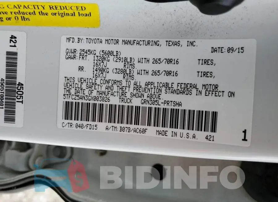 5TFCZ5AN3GX003826 Photo# 13