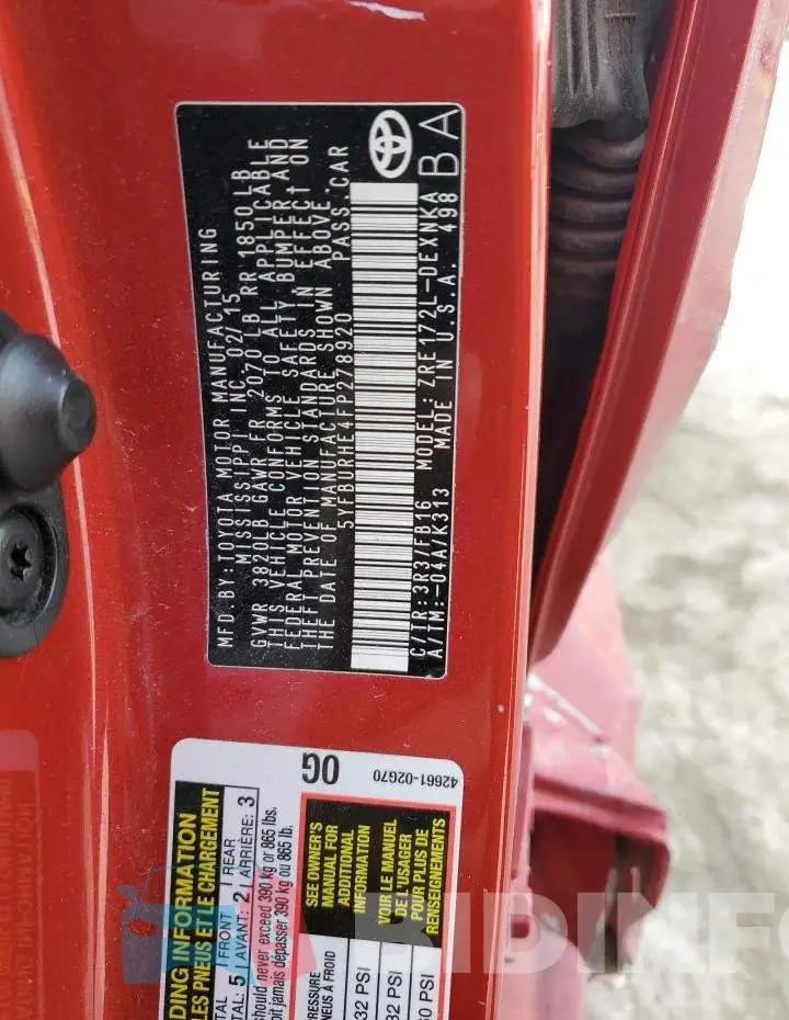 5YFBURHE4FP278920 Photo# 12
