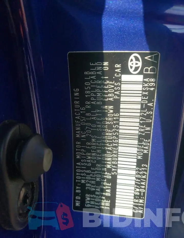 5YFBURHEXGP525116 Photo# 10