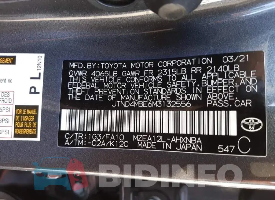 JTND4MBE6M3132556 Photo# 12