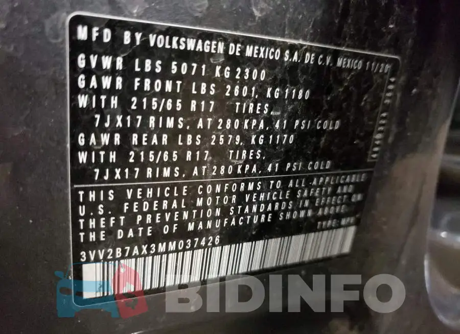 3VV2B7AX3MM037426 Photo# 13