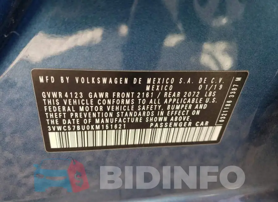 3VWC57BU0KM151621 Photo# 10