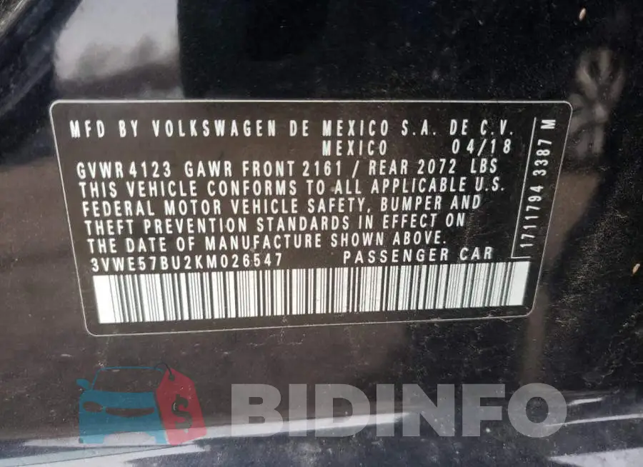 3VWE57BU2KM026547 Photo# 12
