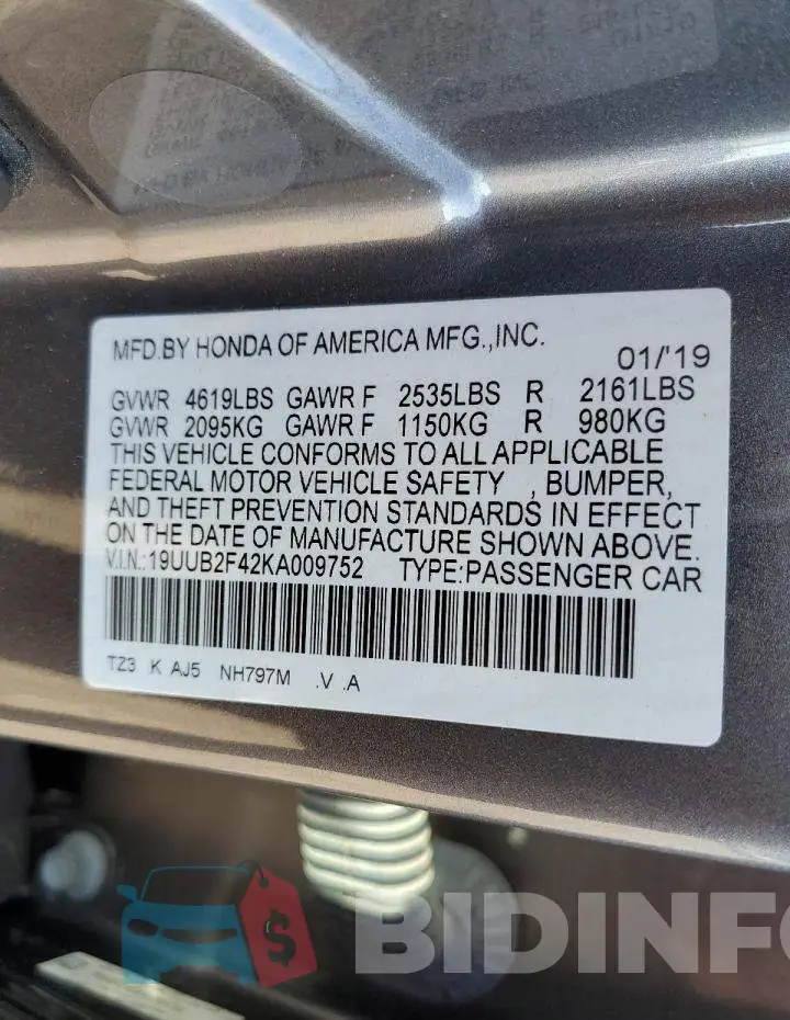 19UUB2F42KA009752 Photo# 12