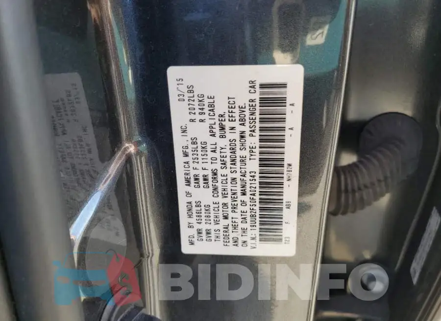 19UUB2F50FA021543 Photo# 12