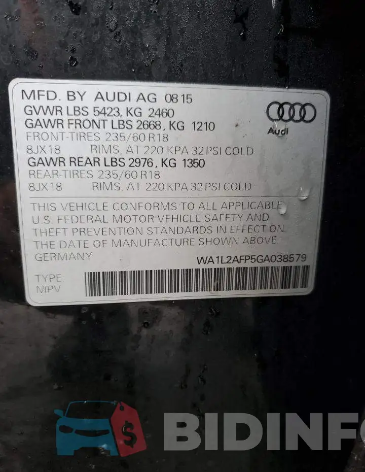 WA1L2AFP5GA038579 Photo# 14