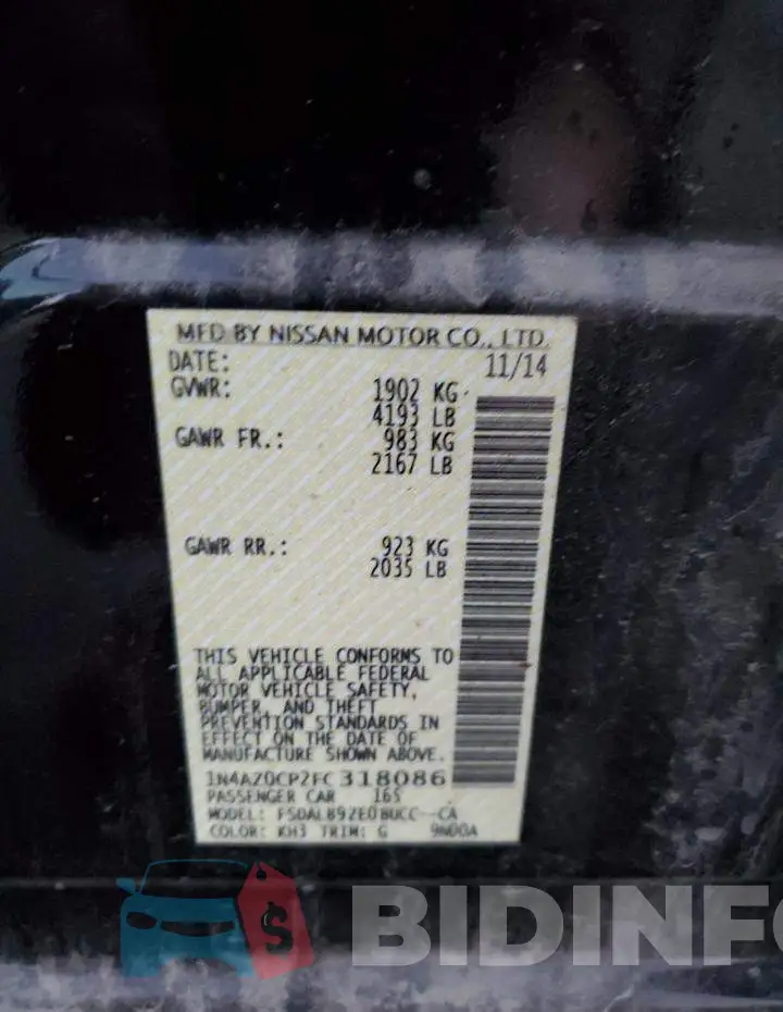 1N4AZ0CP2FC318086 Photo# 13