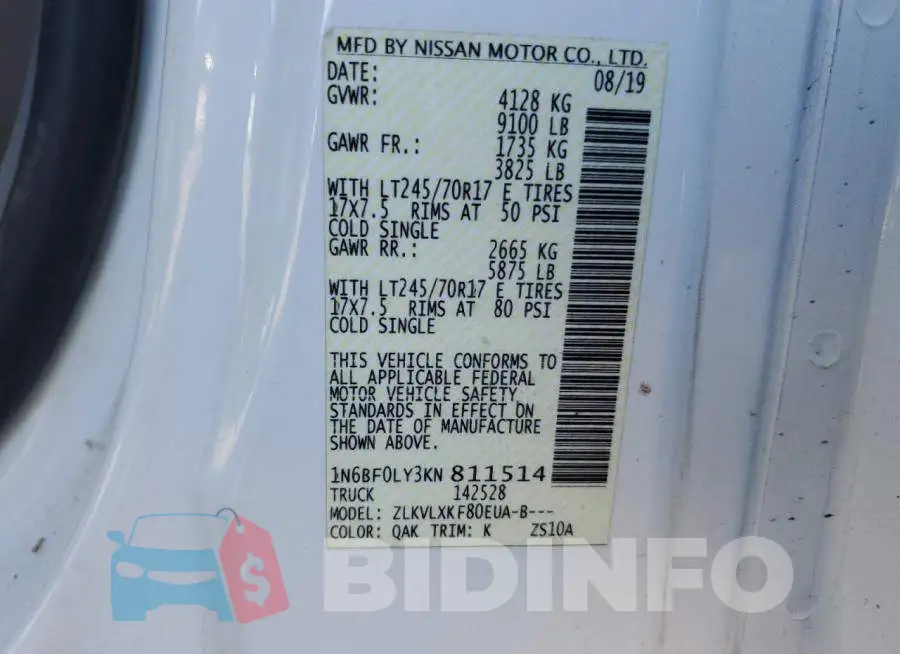 1N6BF0LY3KN811514 Photo# 13