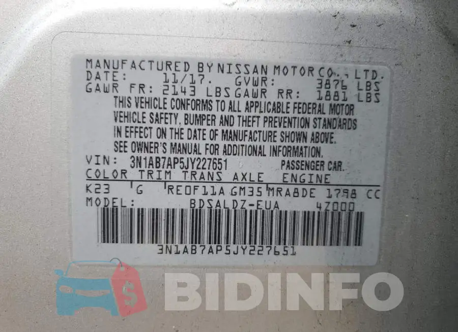 3N1AB7AP5JY227651 Photo# 12