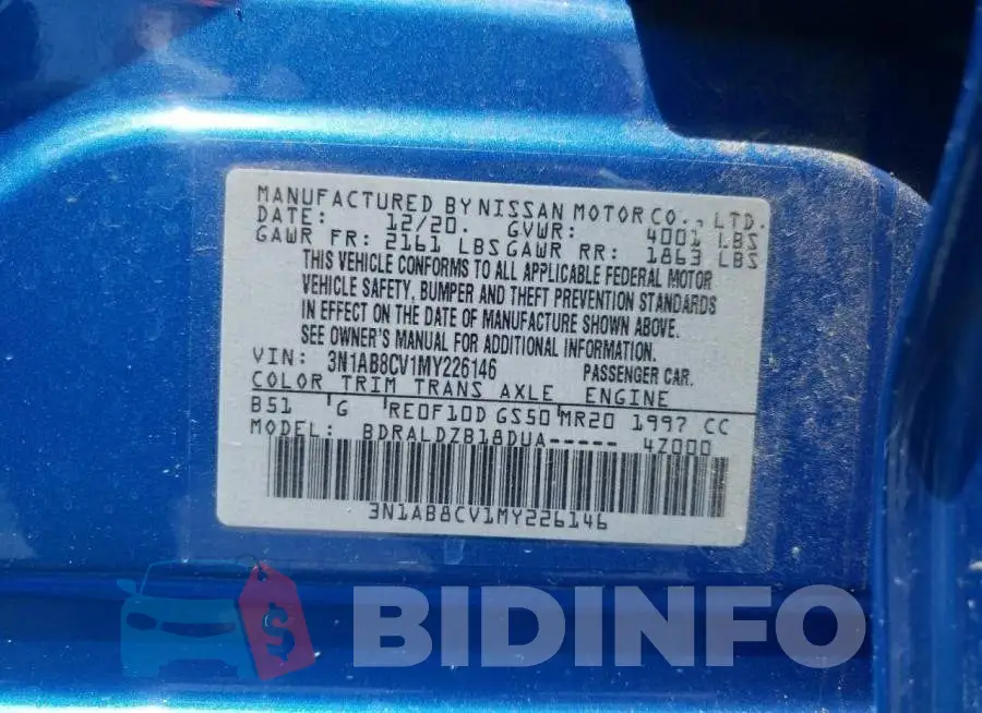 3N1AB8CV1MY226146 Photo# 10