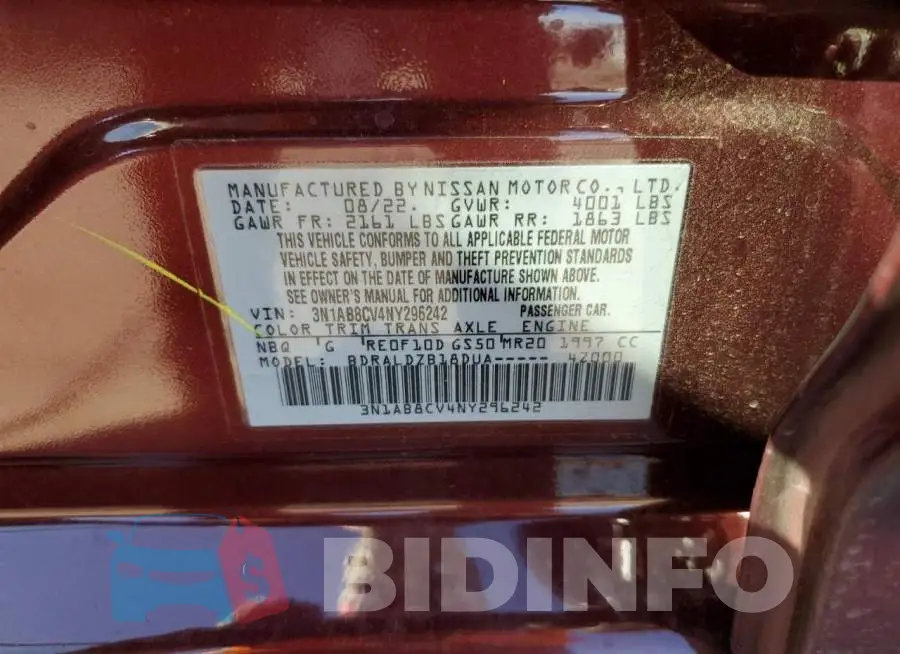 3N1AB8CV4NY296242 Photo# 12