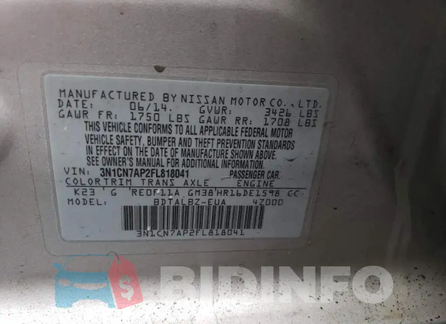3N1CN7AP2FL818041 Photo# 12