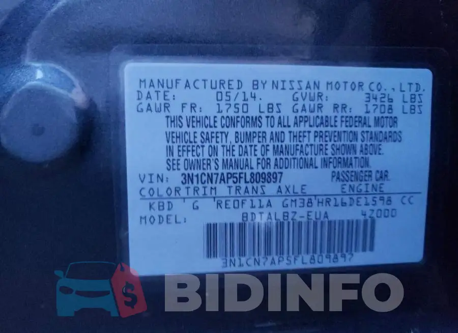 3N1CN7AP5FL809897 Photo# 12