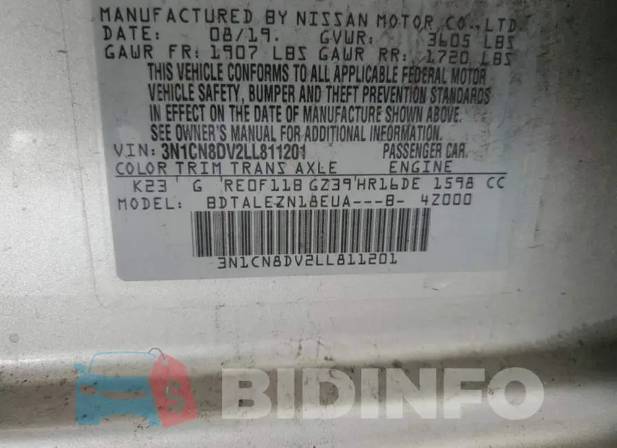 3N1CN8DV2LL811201 Photo# 13