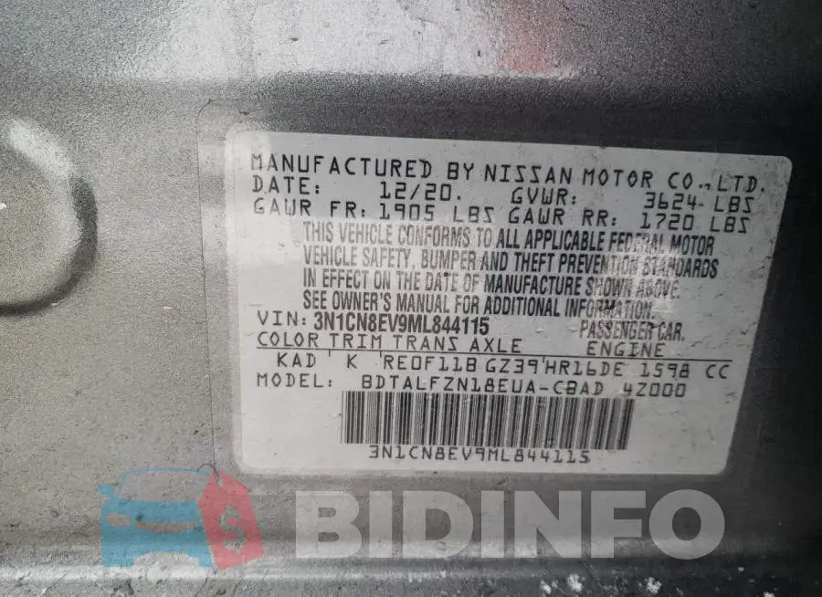 3N1CN8EV9ML844115 Photo# 12