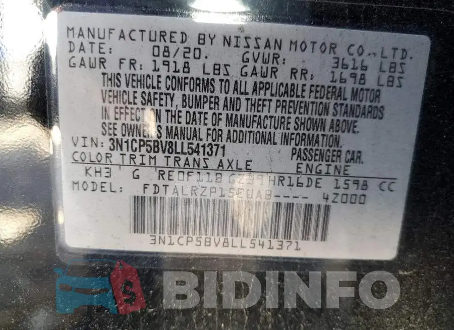 3N1CP5BV8LL541371 Photo# 13