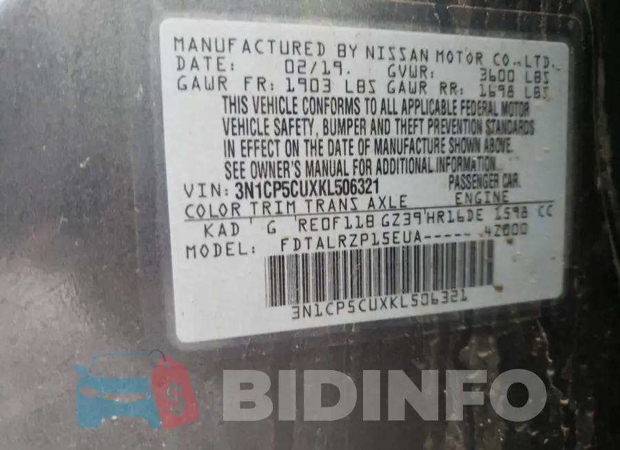 3N1CP5CUXKL506321 Photo# 13