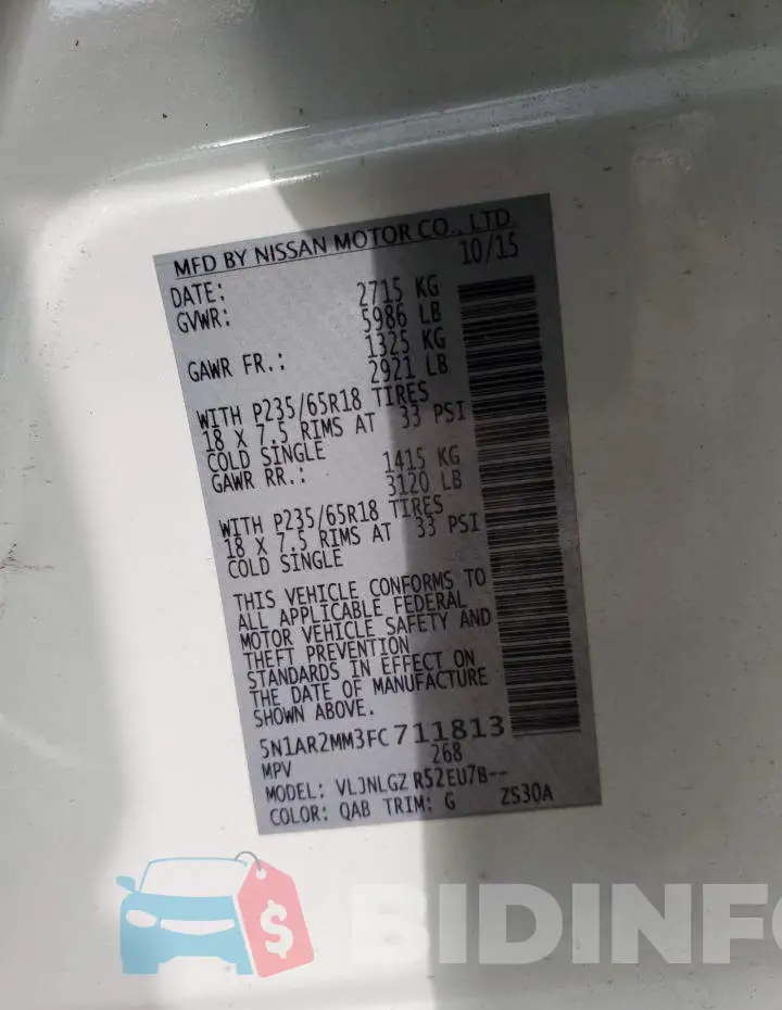 5N1AR2MM3FC711813 Photo# 12