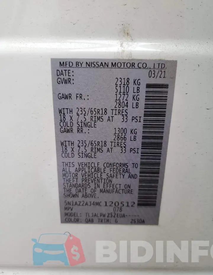 5N1AZ2AJ4MC120512 Photo# 12