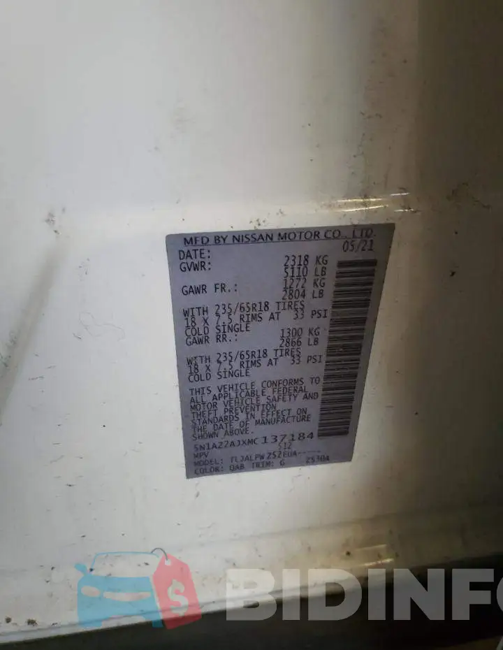 5N1AZ2AJXMC137184 Photo# 12
