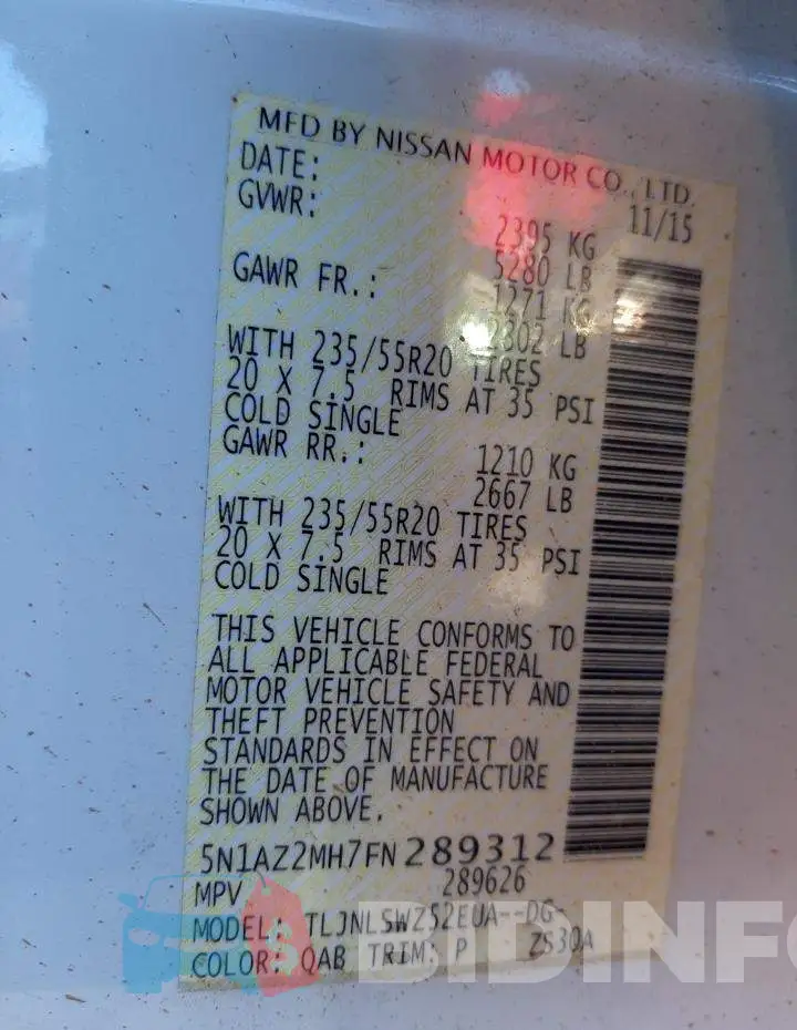 5N1AZ2MH7FN289312 Photo# 10