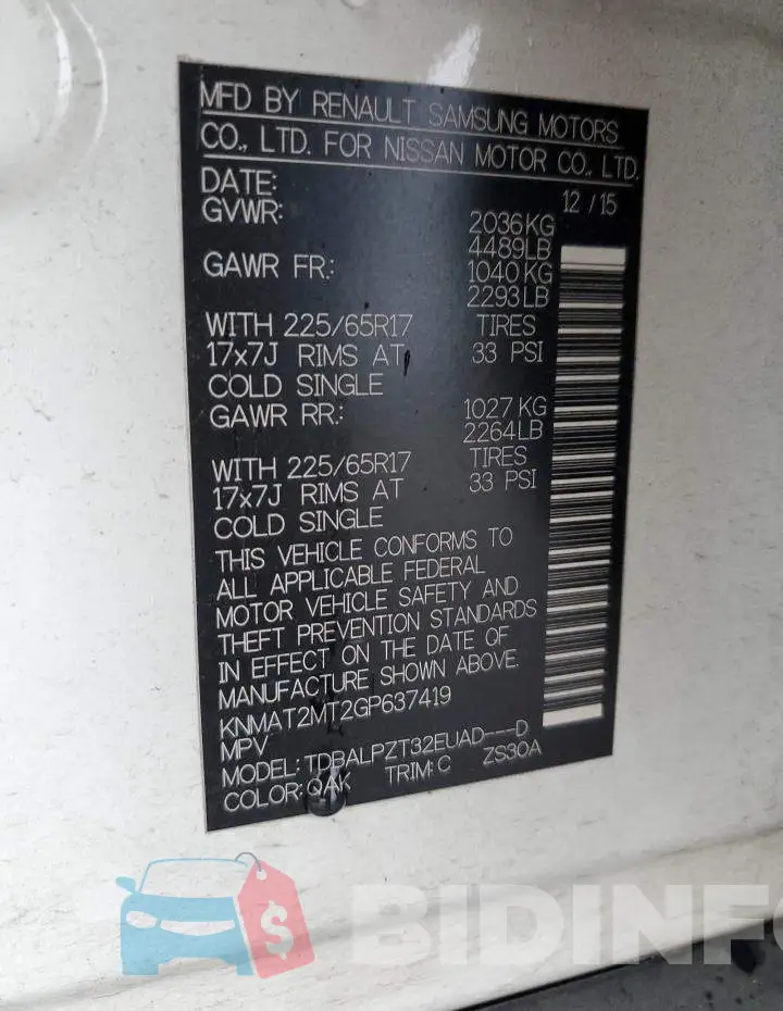 KNMAT2MT2GP637419 Photo# 13