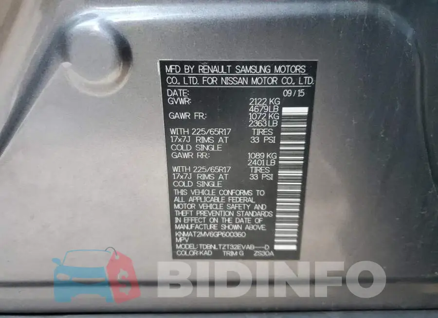 KNMAT2MV6GP600360 Photo# 13