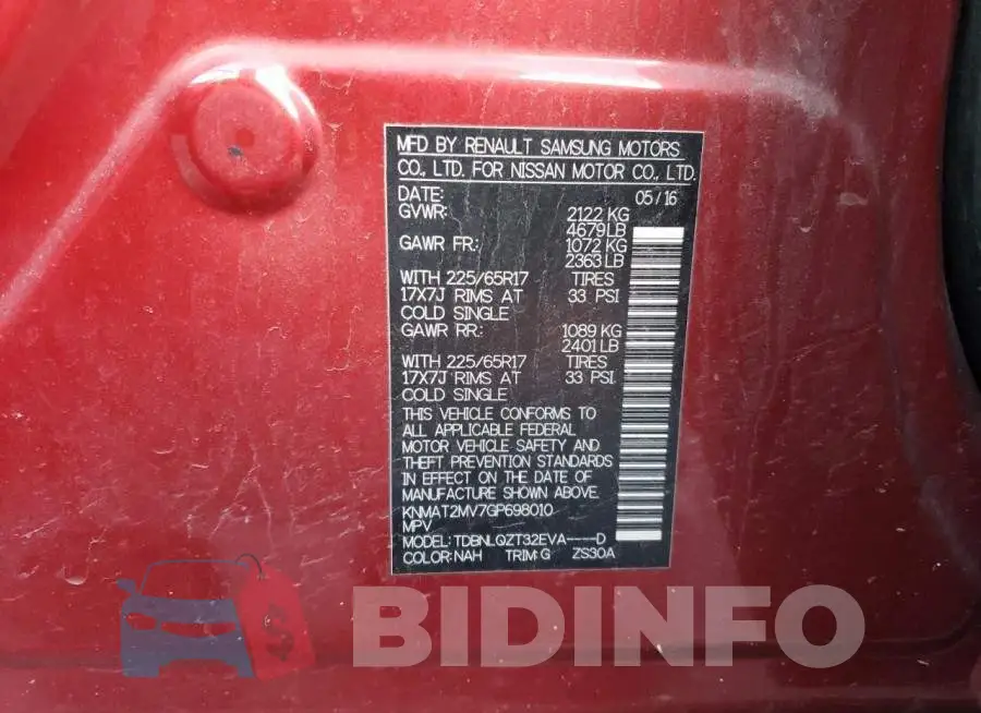 KNMAT2MV7GP698010 Photo# 13