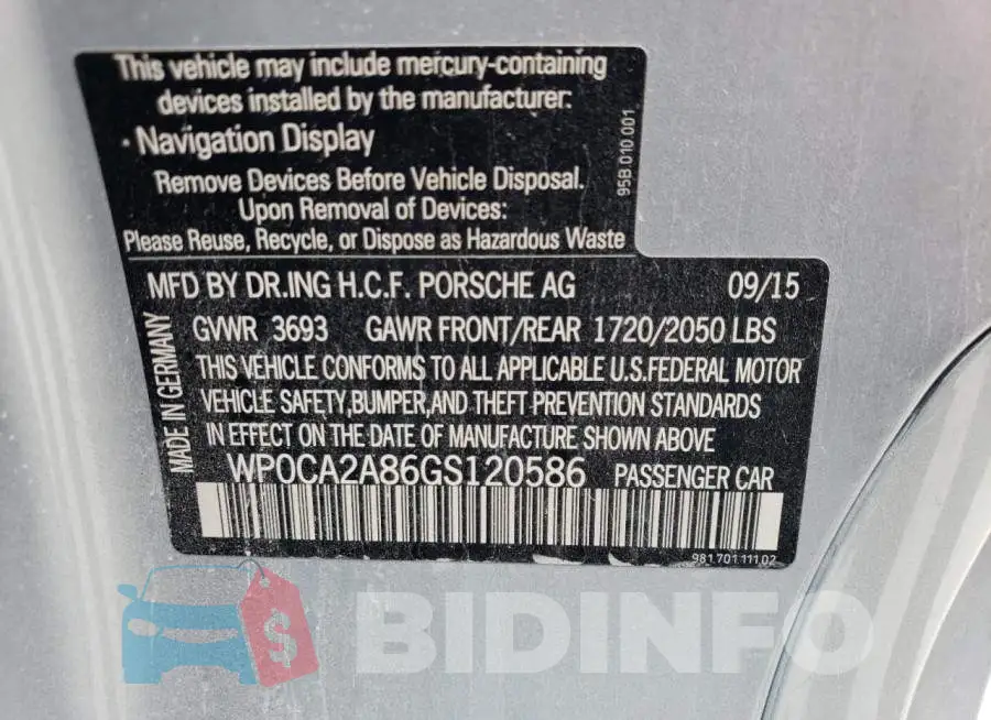 WP0CA2A86GS120586 Photo# 12