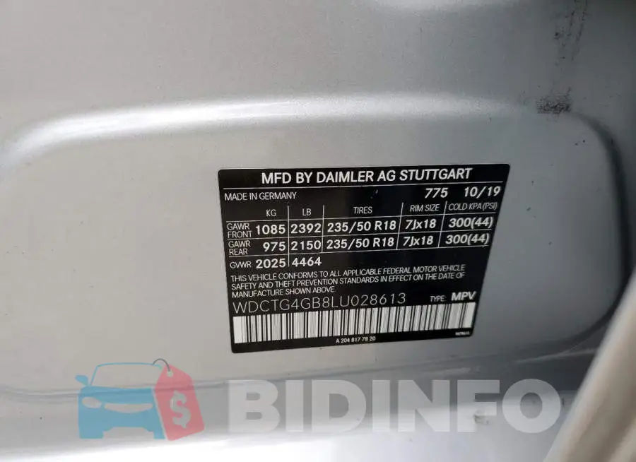 WDCTG4GB8LU028613 Photo# 10