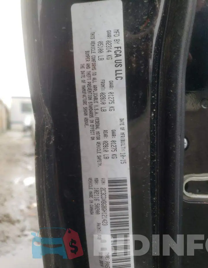 2C3CDXBG8GH121423 Photo# 12