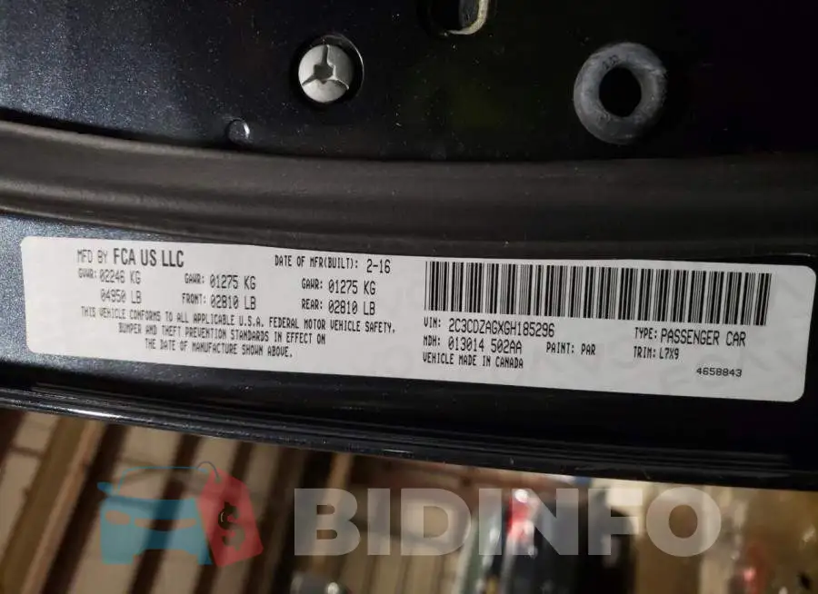 2C3CDZAGXGH185296 Photo# 10