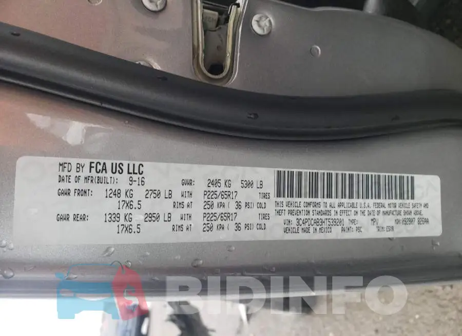 3C4PDCAB3HT539201 Photo# 13