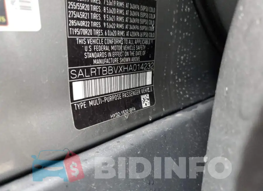 SALRTBBVXHA014232 Photo# 12