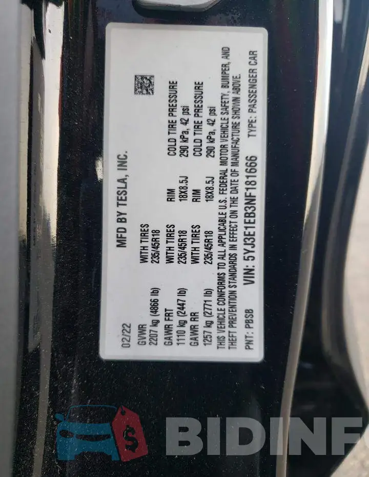 5YJ3E1EB3NF181666 Photo# 13