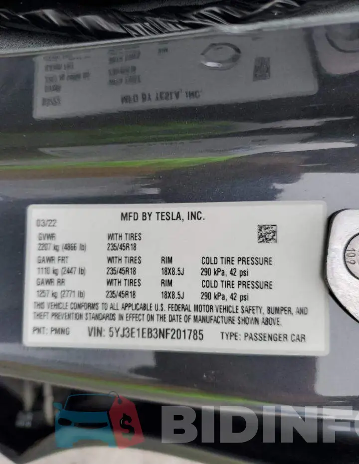 5YJ3E1EB3NF201785 Photo# 12