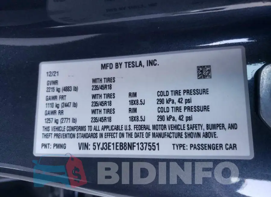 5YJ3E1EB8NF137551 Photo# 12