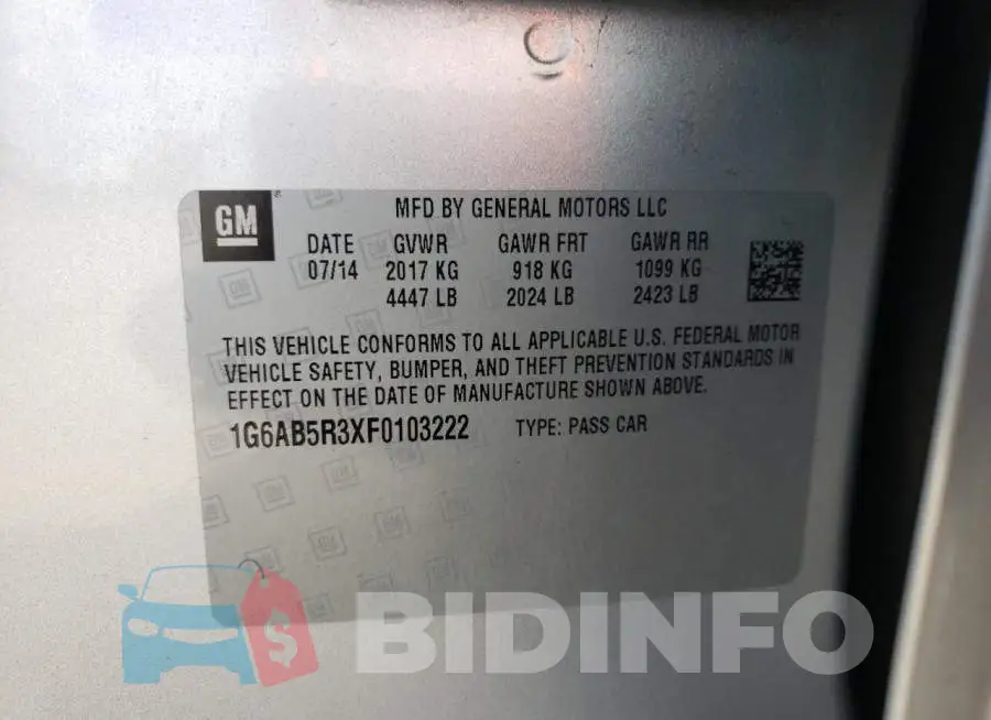 1G6AB5R3XF0103222 Photo# 10