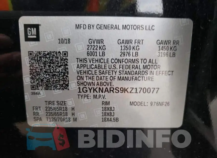 1GYKNARS9KZ170077 Photo# 14