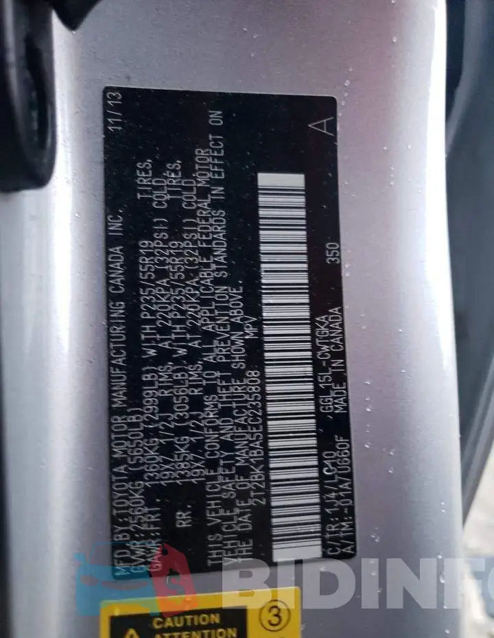 2T2BK1BA5EC235808 Photo# 10