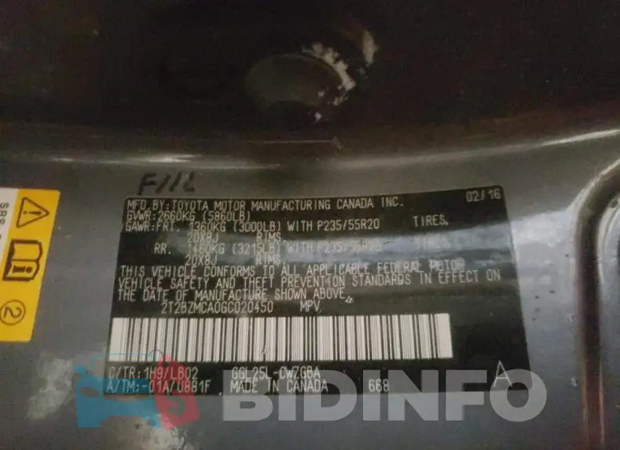 2T2BZMCA0GC020450 Photo# 12