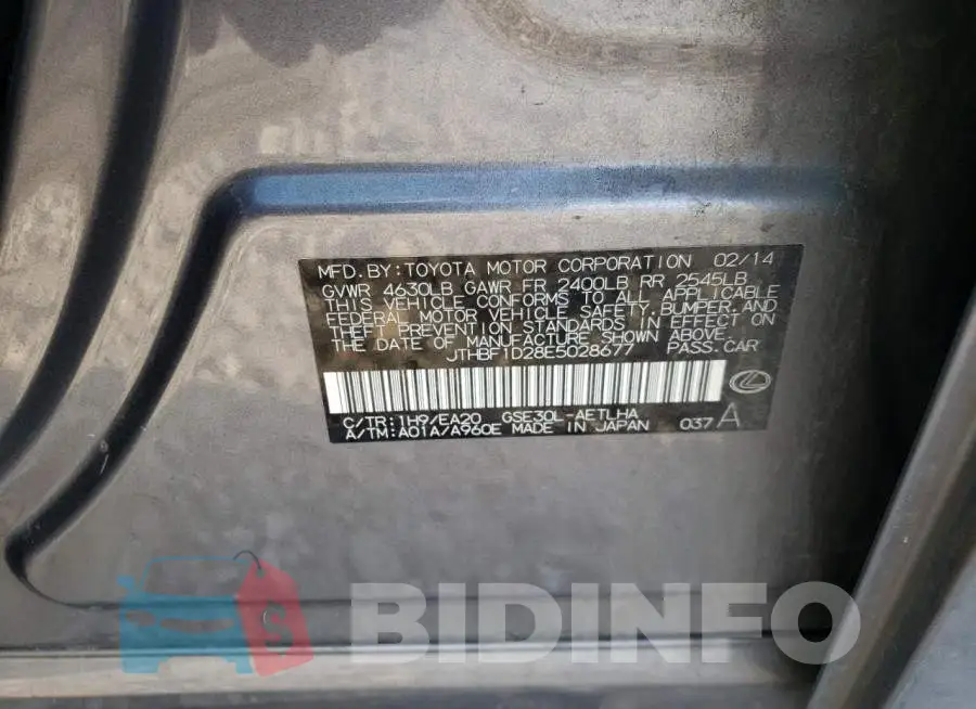 JTHBF1D28E5028677 Photo# 10